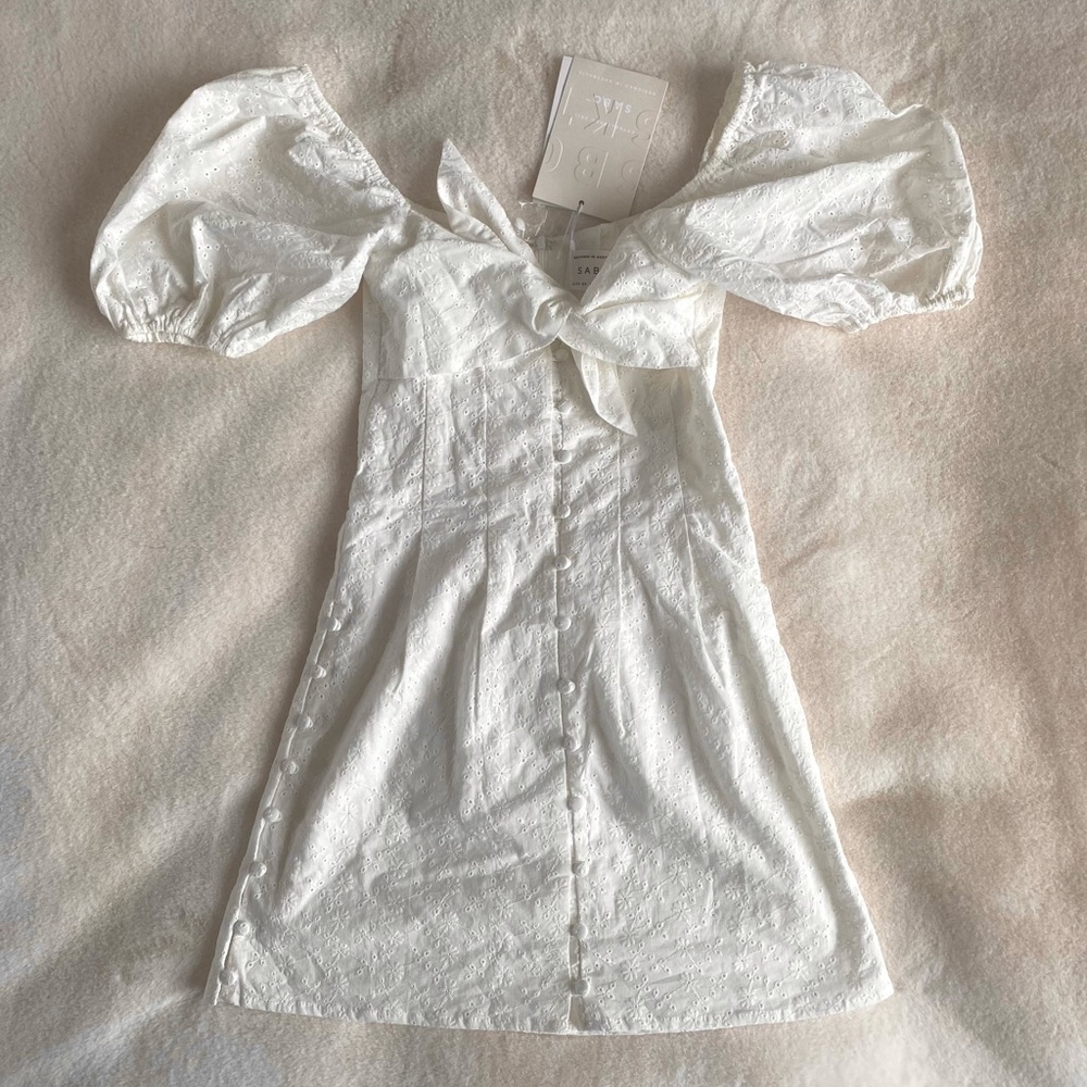 NWT Sabo Skirt Callie dress white eyelet cotton puff sleeve dress | bridal | XS